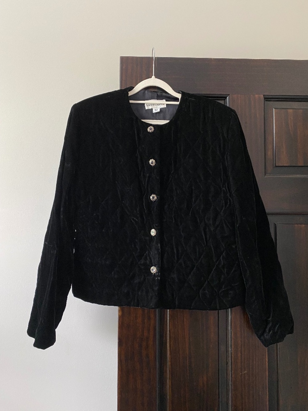 Bonnie & Norma Vintage Black Quilted Velvet Jacket Women’s Size 10 Made in USA
